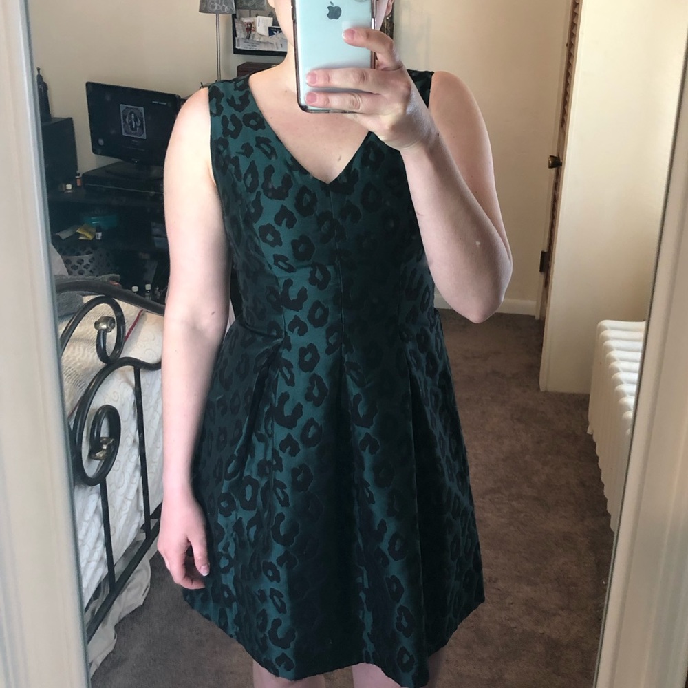 Loft green/black Cheetah dress